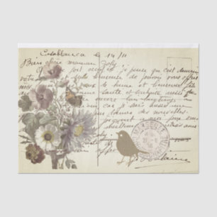  Frans Briefkaart met bloemen Tissuepapier