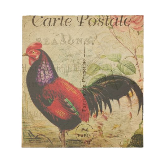 Frans Briefkaart Rooster Notitieblok (Voorkant)