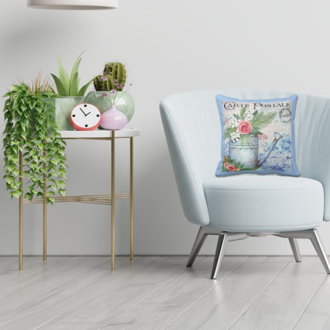  Frans Briefkaart Watering Can Floral Kussen (Creator heeft geüpload)