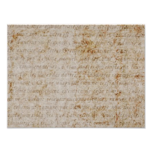  Frans-bruine-Tan-tekst oud perkamentpapier Foto Afdruk (Voorkant)