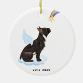 Frans Bulldog Angel Personalized Dog Pet Memorial Keramisch Ornament (Achterkant)