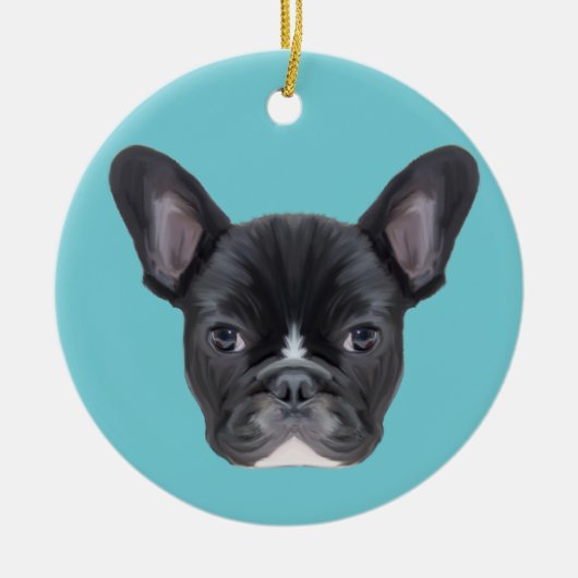 Frans Bulldog Art Portrait Keramisch Ornament (Voorkant)