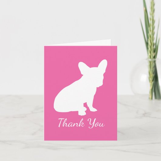 Frans Bulldog Baby shower Frenchie Pink Bedankkaart (Voorkant)