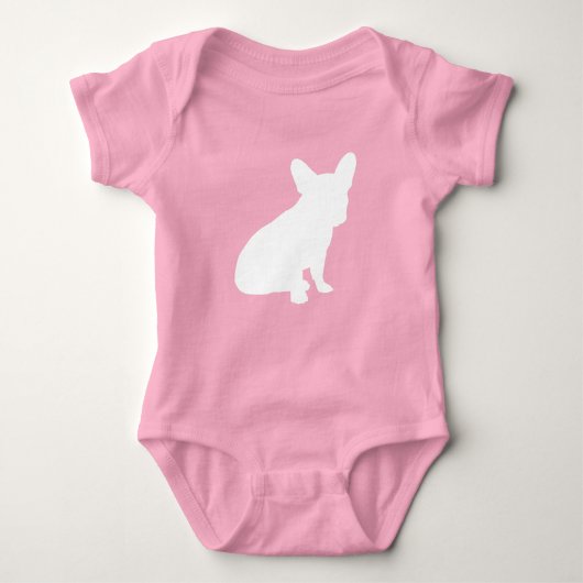 Frans Bulldog Baby shower Frenchie Pink Romper (Voorkant)