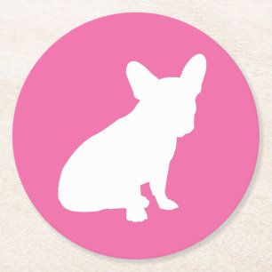 Frans Bulldog Baby shower Frenchie Pink Ronde Kartonnen Onderzetter