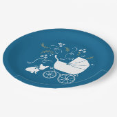 Frans Bulldog Baby shower Frenchy Frenchie Blue Papieren Bordje (Gekanteld)