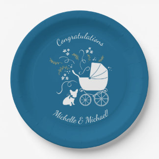 Frans Bulldog Baby shower Frenchy Frenchie Blue Papieren Bordje