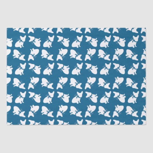 Frans Bulldog Baby shower Frenchy Frenchie Blue Tissuepapier (Voorkant)