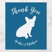 Frans Bulldog Baby shower Frenchy Frenchie Blue Wijn Etiket (Enkel label)