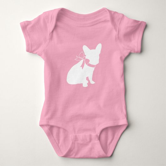Frans Bulldog Baby shower Frenchy Frenchie Pink Romper (Voorkant)