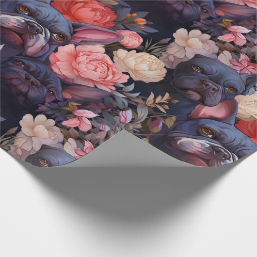 Frans Bulldog bloempakpapier Cadeaupapier (Hoek)