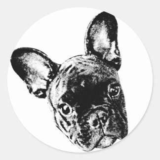 Frans Bulldog Face Ronde Sticker