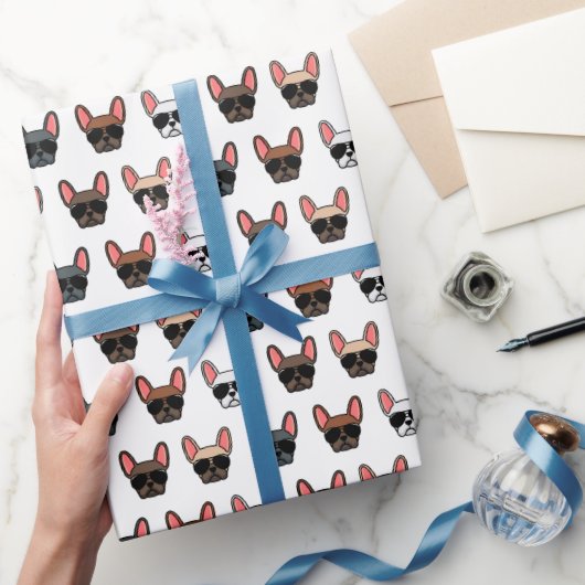 Frans Bulldog Faces Pattern Wrapping Paper Cadeaupapier (Geschenken)