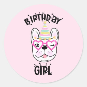 Frans Bulldog Frenchie Birthday Party Theme Ronde Sticker