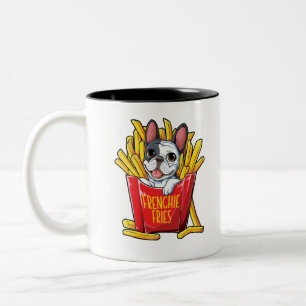 Frans Bulldog Frenchie Fries Shirt voor mannen Tweekleurige Koffiemok