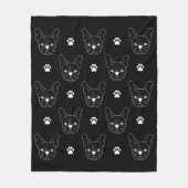 Frans Bulldog Frenchie Minimalist Pattern Black Fleece Deken (Voorkant)