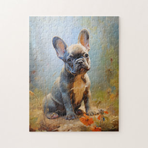 Frans Bulldog grijs puppy zonsondergang portret Legpuzzel