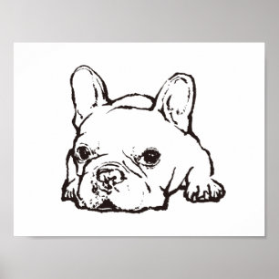 Frans Bulldog Handwrited Illustration Poster