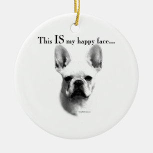 Frans Bulldog Happy Face Keramisch Ornament