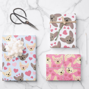 Frans Bulldog hart naadloos patroon Inpakpapier Vel