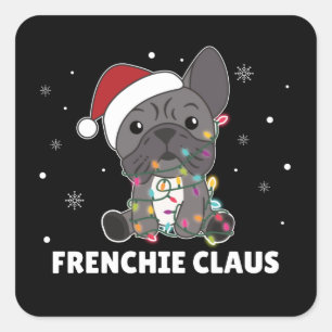 Frans Bulldog kerstpun FRENCHIE CLAUS Square Vierkante Sticker