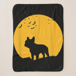 Frans Bulldog Moon Halloween Geïnspireerd design Sherpa Deken