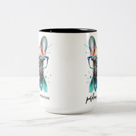 Frans Bulldog Pardon My Frenchie Cute Hondenliefhe Tweekleurige Koffiemok (Center)