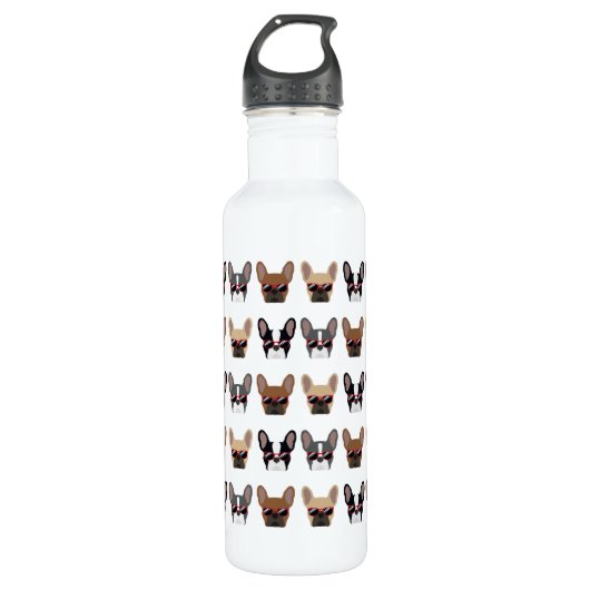 Frans Bulldog Pattern Waterfles (Voorkant)