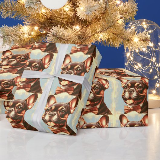 Frans Bulldog schilderij portret Cadeaupapier (Feestdagen)