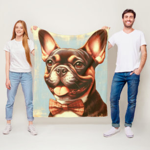  Frans Bulldog schilderij portret Fleece Deken