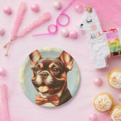 Frans Bulldog schilderij portret Papieren Bordje (Feest)