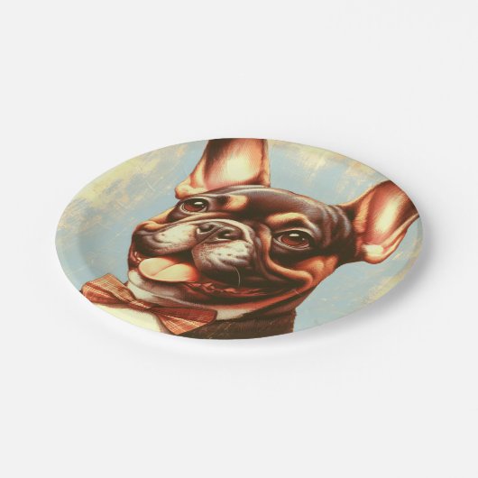 Frans Bulldog schilderij portret Papieren Bordje (Gekanteld)