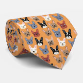 Frans Bulldog Sinaasappel Stropdas (Opgerold)