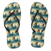 Frans Bulldog strand surfen schilderij Teenslippers (Voetbed)