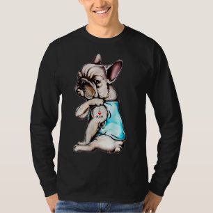 Frans Bulldog Tattoo I Love Mam Funny Dog Moeder T-shirt