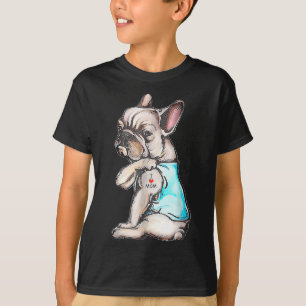Frans Bulldog Tattoo Ik hou van mama Funny Dog Moe T-shirt