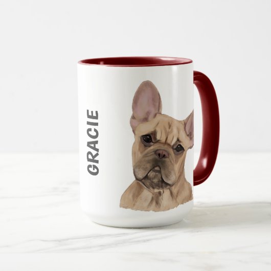Frans Bulldog Waterverf Personalized Mug Mok (Voorkant rechts)