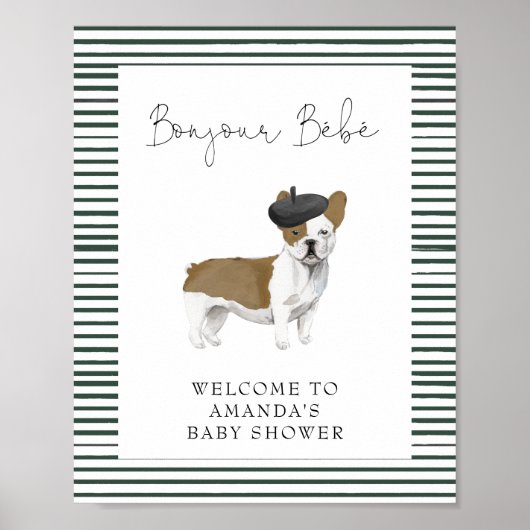 Frans Bulldog Welcome Baby shower Poster (Voorkant)