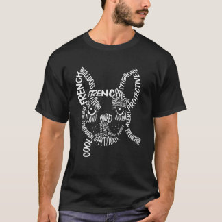 Frans Bulldog Word Cloud Cute Frenchie Hondenliefh T-shirt