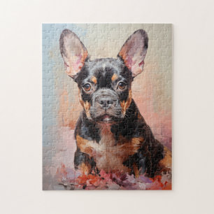Frans Bulldog zwart en tan puppy portret Legpuzzel