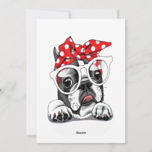 Frans bulledog-portret in een hoofdband feestdagenkaart