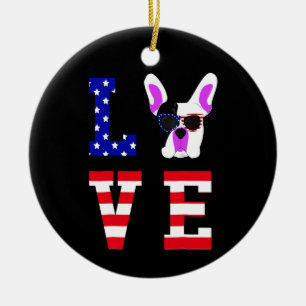frans cadeau Cool Schattige Liefde Franse Bulldo Keramisch Ornament