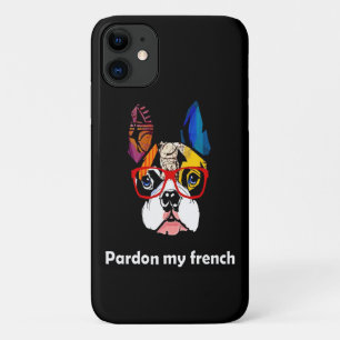 frans cadeau Excuseer mijn Franse stier hond kle iPhone 11 Hoesje