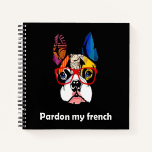 frans cadeau   Excuseer mijn Franse stier hond kle Notitieboek