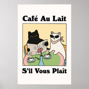 Frans Café Au lait Cat Poster