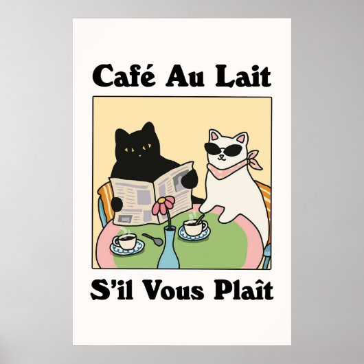 Frans Café Au lait Cat Poster (Voorkant)