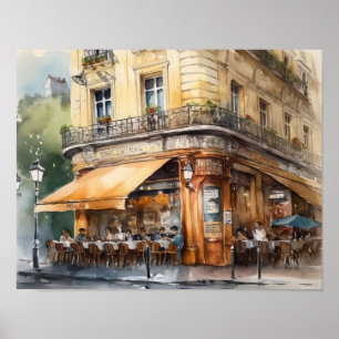 Frans Café Waterverf Landschapskunst Print Poster