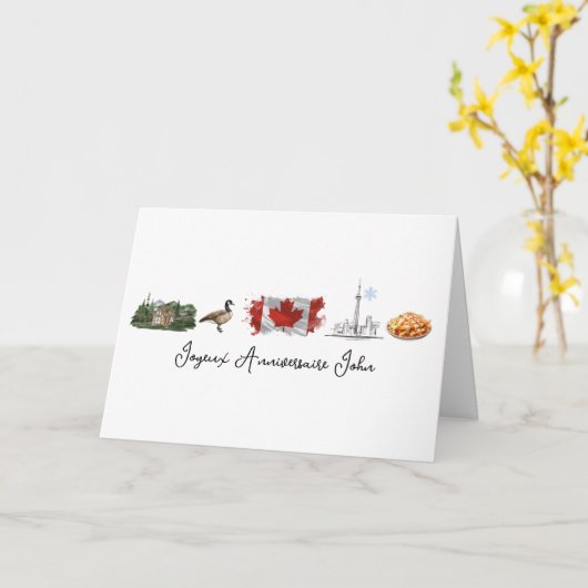 Frans-Canadese Verjaardagskaart, Quebec Kaart (Gele Bloem)