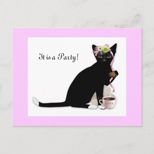 Frans Cat Bridal Uitnodiging Briefkaart (Voorkant)