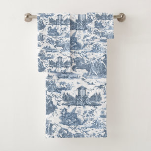 Frans Chariot Dawn Toile de Jouy-Blue Bad Handdoek